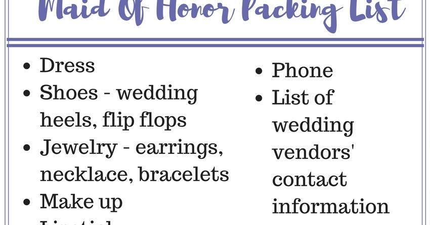 Maid of honor checklist pdf