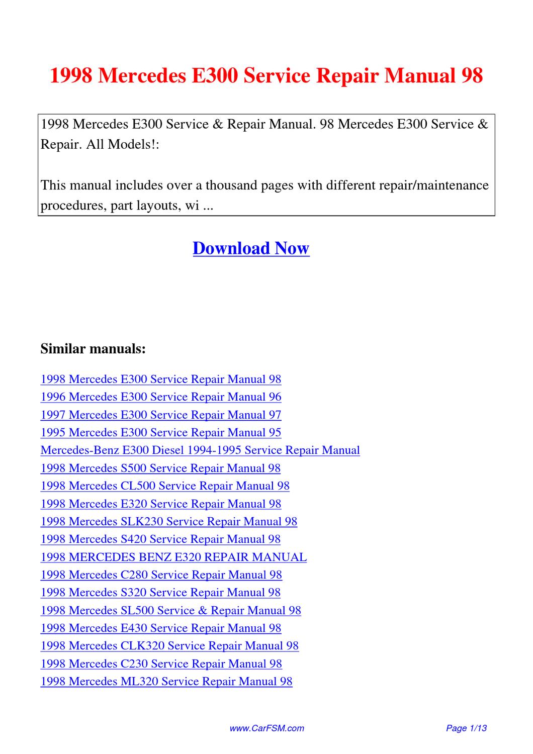 mercedes benz slk230 repair manual