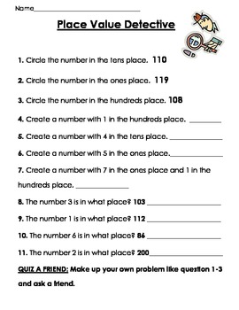 Place value activities 3rd grade pdf