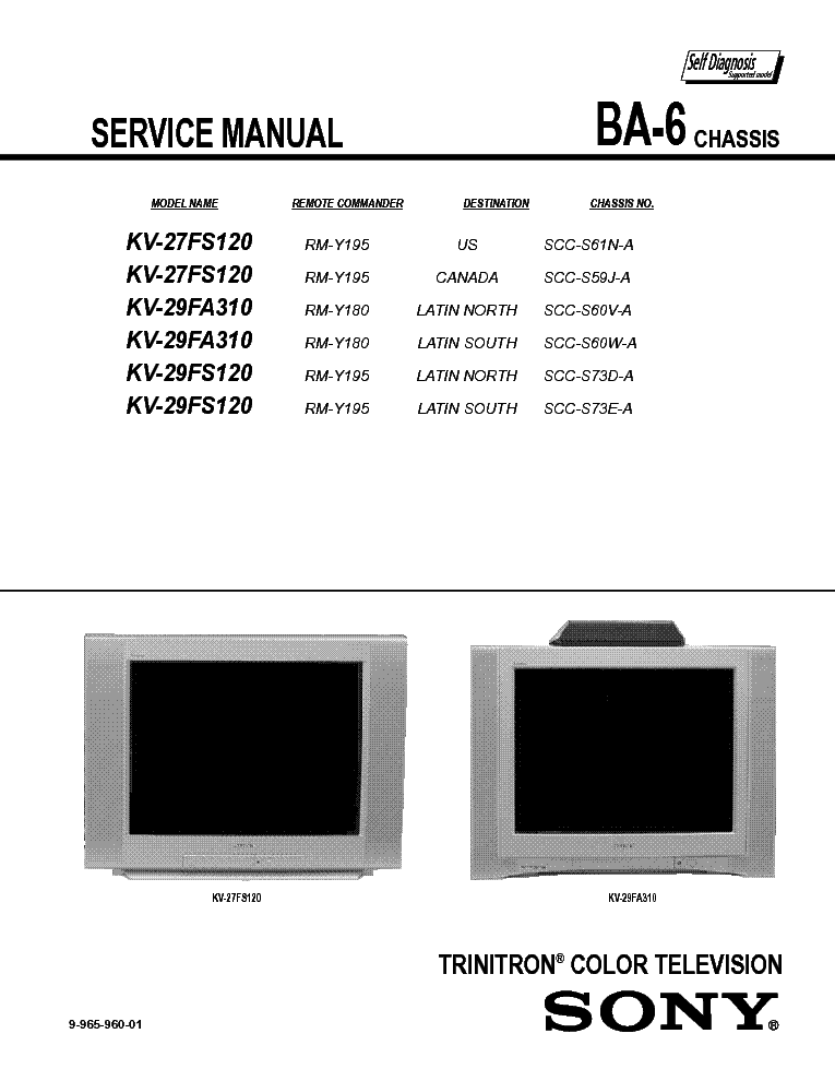 sony kv 27fs120 service manual