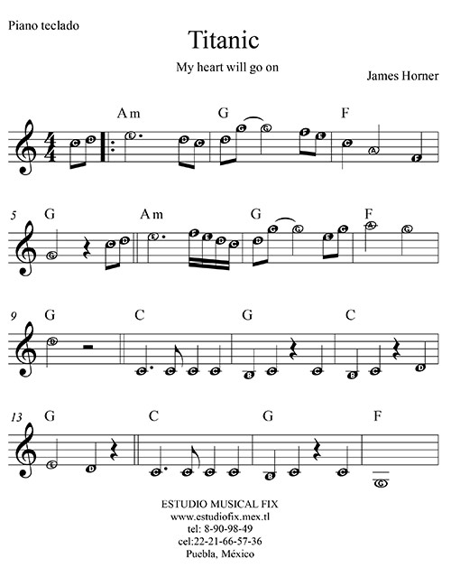 sheet music for titanic theme song