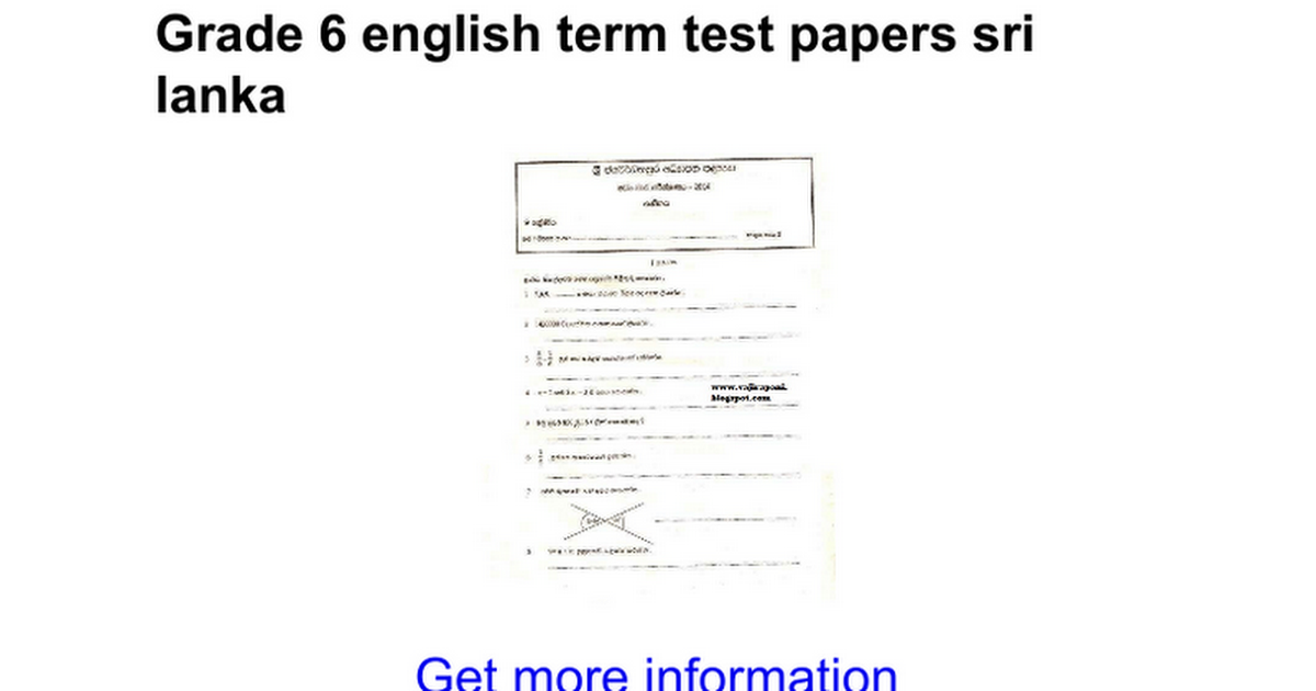 Grade 9 english exam papers pdf sri lanka