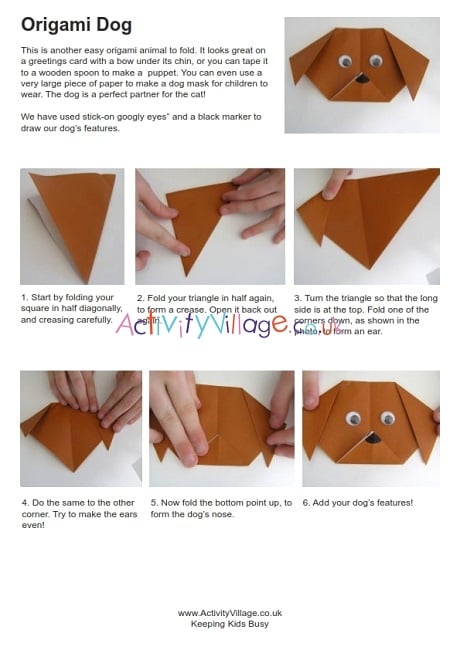 origami dog face printable instructions