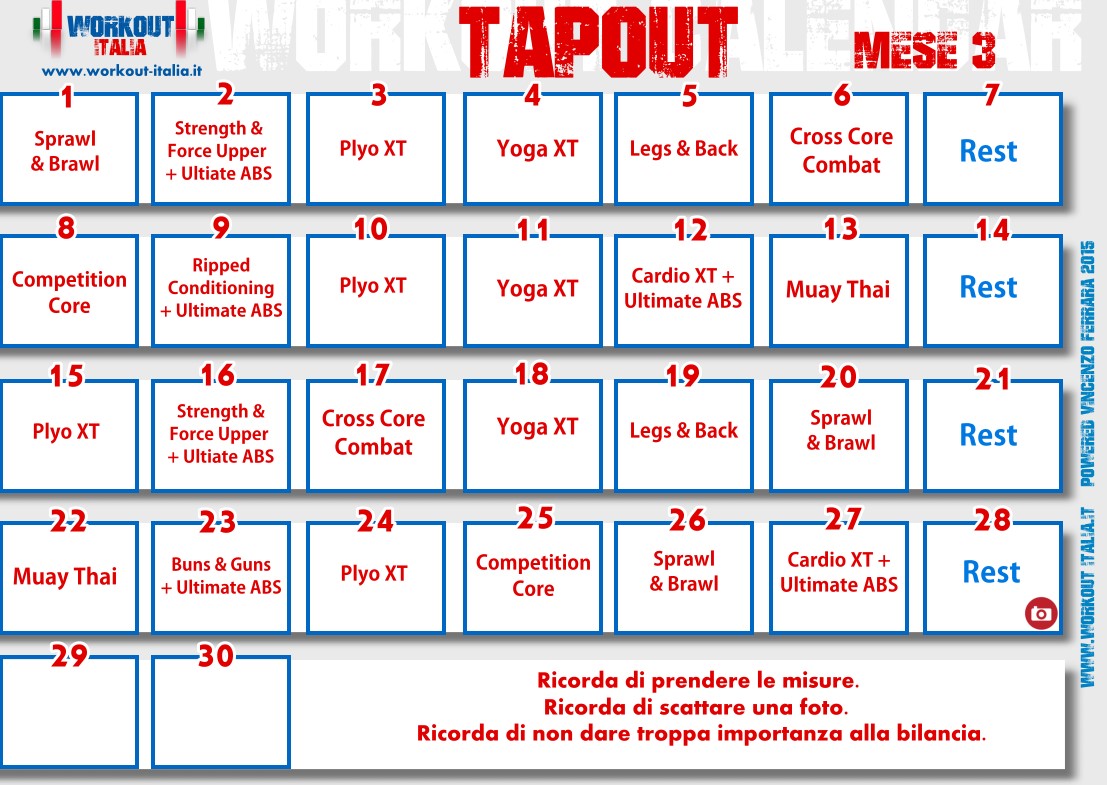 Tapout xt 2 calendar pdf