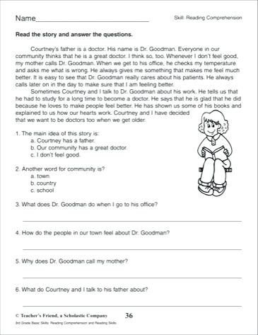 Comprehension for grade 3 pdf