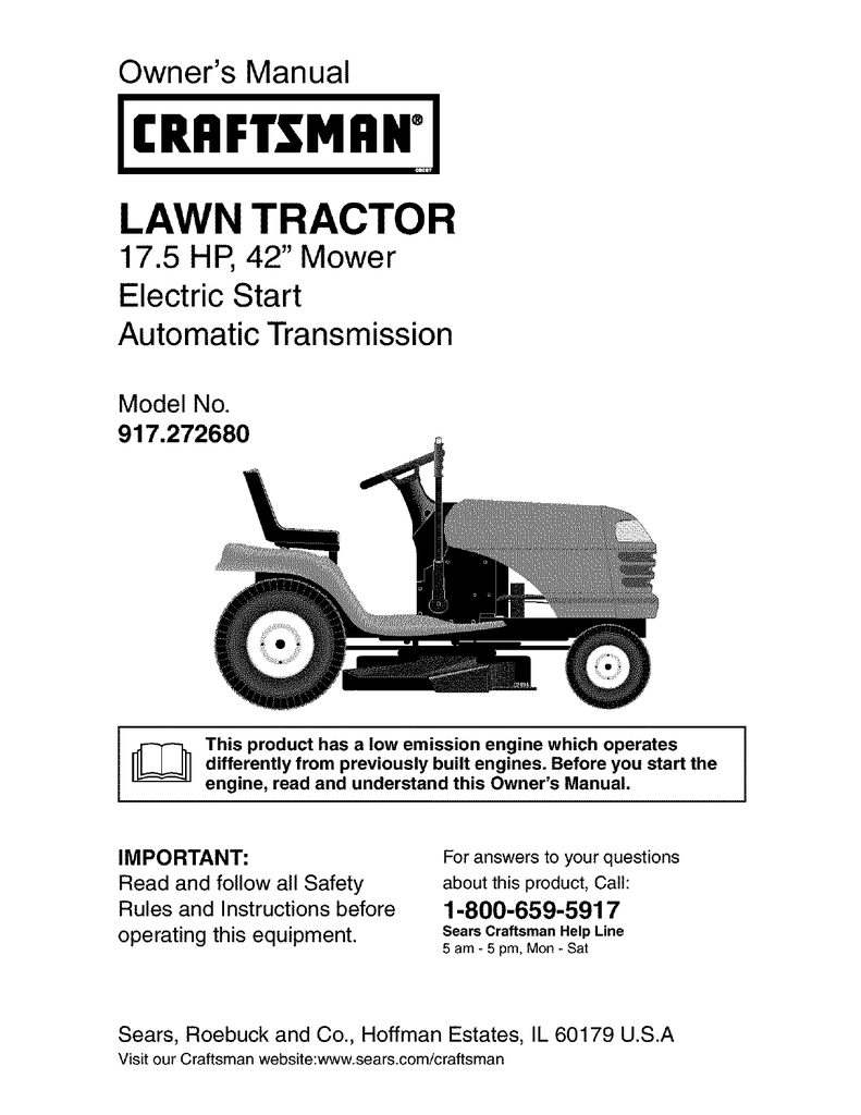 Craftsman Lawn Mower Lt1000 Owners Manual