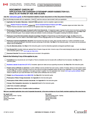 Canadian citizenship document checklist adults