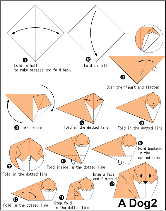 origami dog face printable instructions