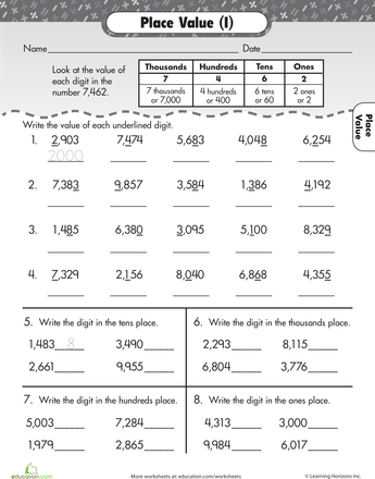 Place value activities 3rd grade pdf