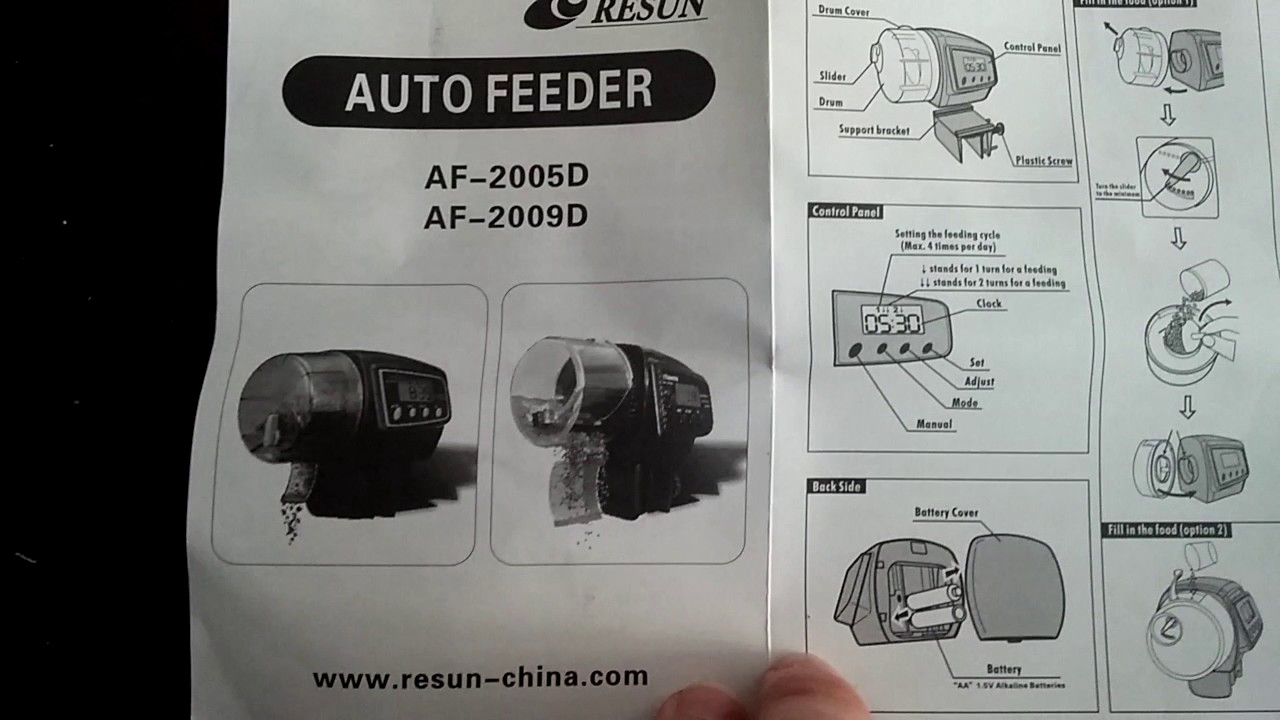 Resun automatic fish feeder af 2009d instructions