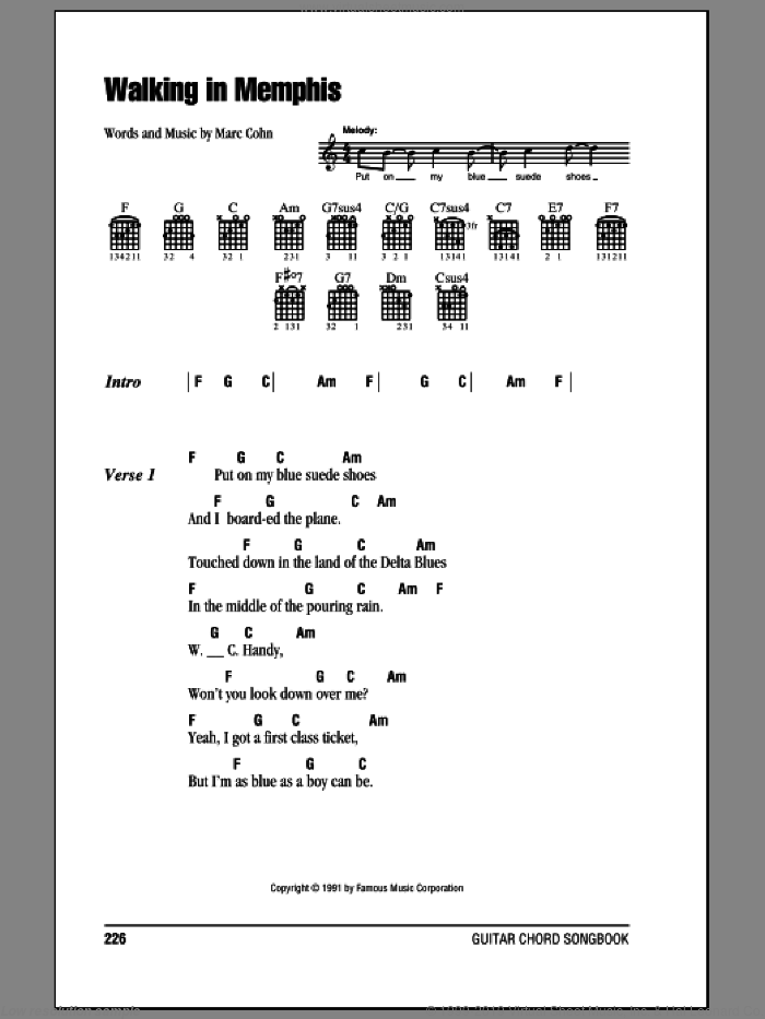Walking in memphis chords pdf